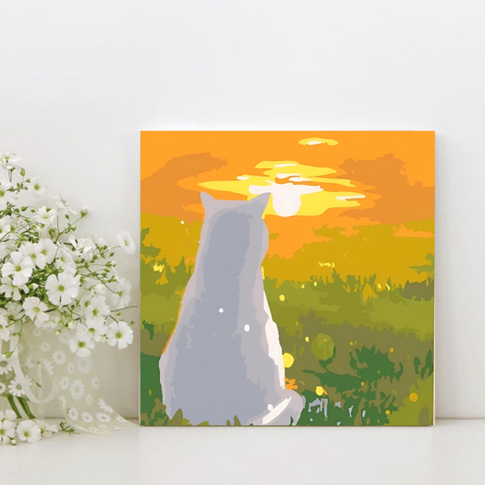 Atardecer Gatuno - Kit pintar por números 20x20cm