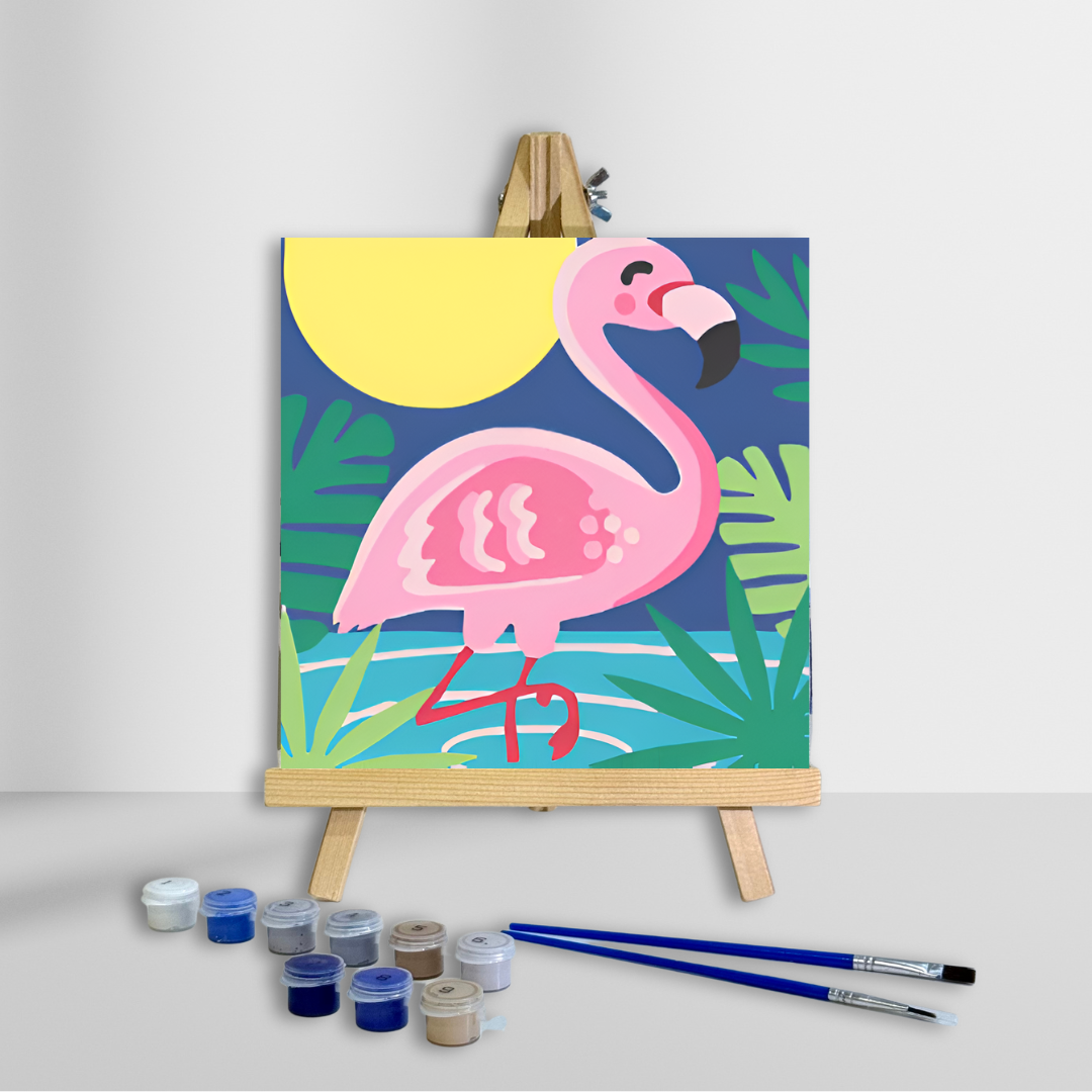 Flamenco Tropical - Kit pintar por números 20x20cm