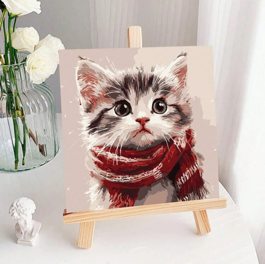 Michi invernal - Kit pintar por números 20x20cm